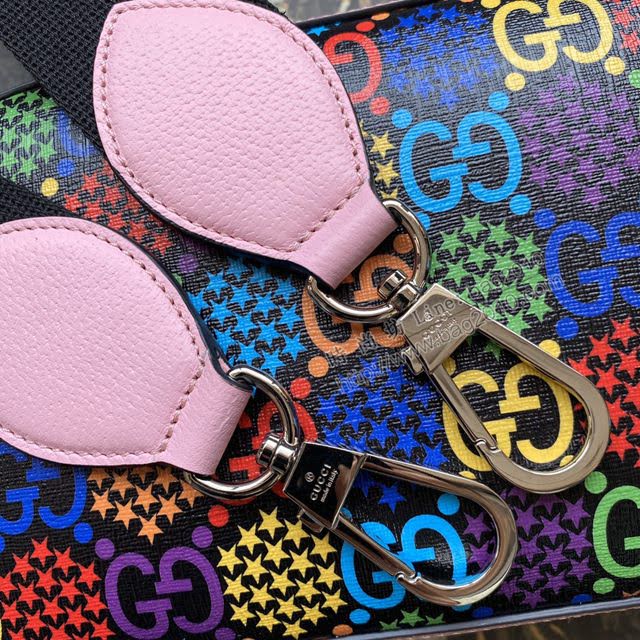 Gucci女包 古馳新款GG Marmont迷你鏈條包 Gucci小號斜挎包 574969黑拼全皮  gdj1121